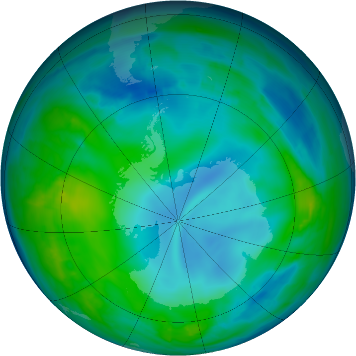 Antarctic ozone map for 18 May 2014